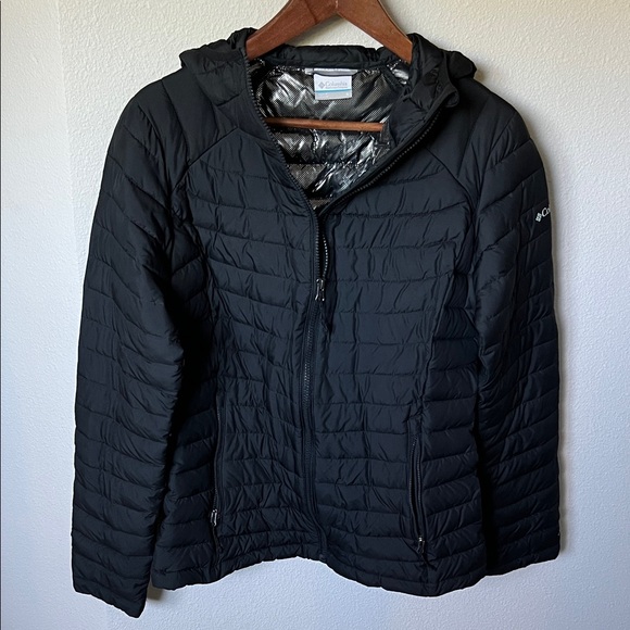 Columbia Black Hooded Puffer Jacket - Picture 1 of 6